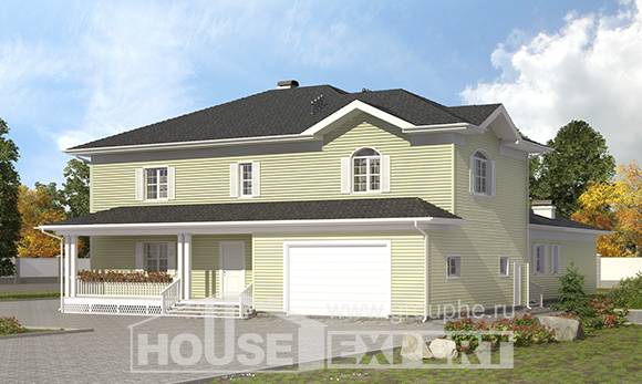 410-002-Л Проект двухэтажного дома и гаражом, классический дом из пеноблока Чита, House Expert