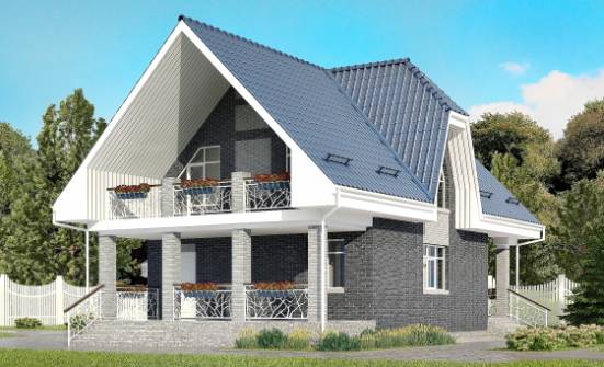 125-002-Л Проект двухэтажного дома мансардой, гараж, красивый дом из поризованных блоков Могоча | Проекты домов от House Expert
