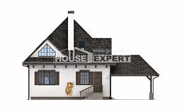 110-002-Л Проект двухэтажного дома с мансардным этажом и гаражом, небольшой коттедж из бризолита Могоча, House Expert