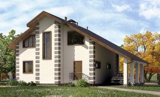 150-003-Л Проект двухэтажного дома с мансардным этажом, гараж, скромный домик из дерева Краснокаменск | Проекты домов от House Expert