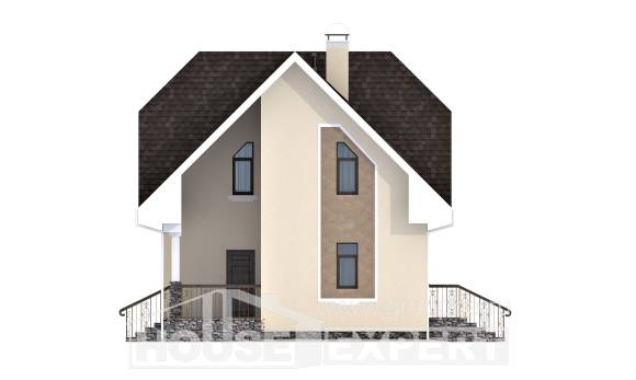 125-001-Л Проект двухэтажного дома с мансардным этажом, бюджетный домик из блока Краснокаменск, House Expert