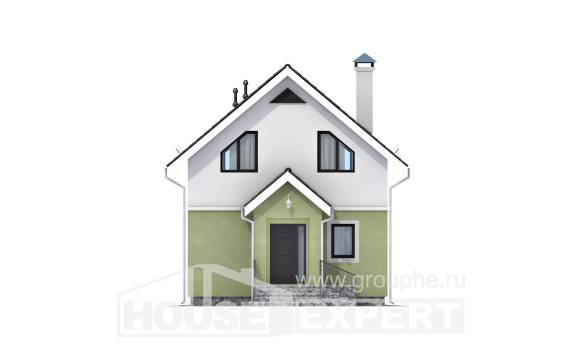070-001-П Проект двухэтажного дома с мансардой, классический коттедж из блока, Чита