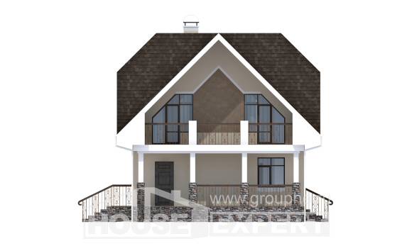 125-001-Л Проект двухэтажного дома мансардой, уютный коттедж из бризолита Чита, House Expert