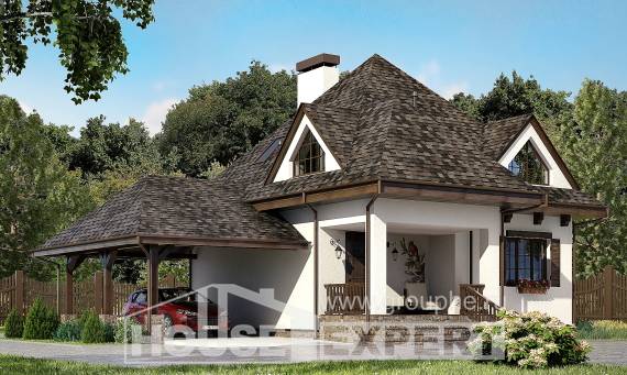 110-002-Л Проект двухэтажного дома с мансардным этажом и гаражом, красивый дом из арболита Краснокаменск, House Expert