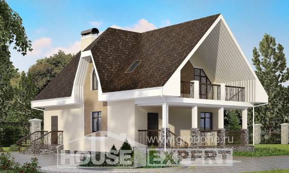 125-001-Л Проект двухэтажного дома мансардой, доступный загородный дом из газосиликатных блоков Могоча, House Expert