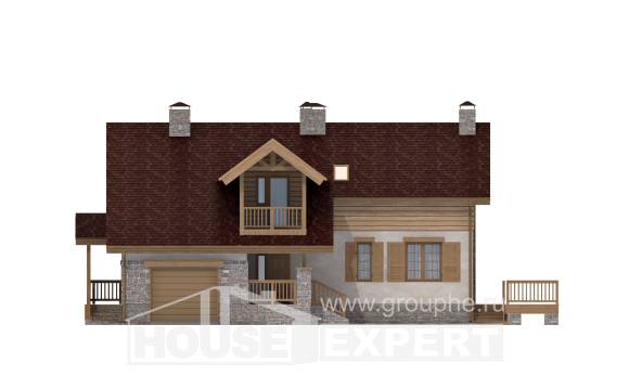 165-002-П Проект двухэтажного дома мансардой и гаражом, красивый дом из арболита Могоча, House Expert