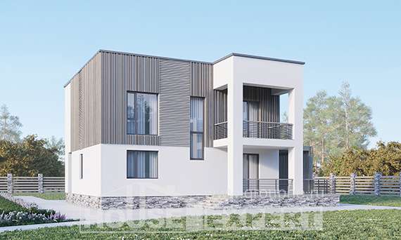 150-017-П Проект двухэтажного дома, скромный загородный дом из пеноблока Краснокаменск, House Expert