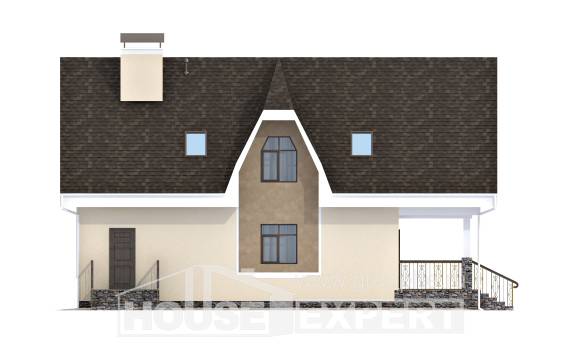 125-001-Л Проект двухэтажного дома с мансардным этажом, простой дом из бризолита Чита, House Expert