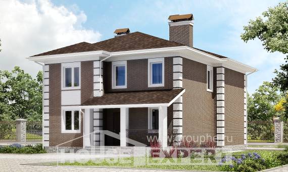 185-002-П Проект двухэтажного дома, красивый домик из пеноблока Чита, House Expert