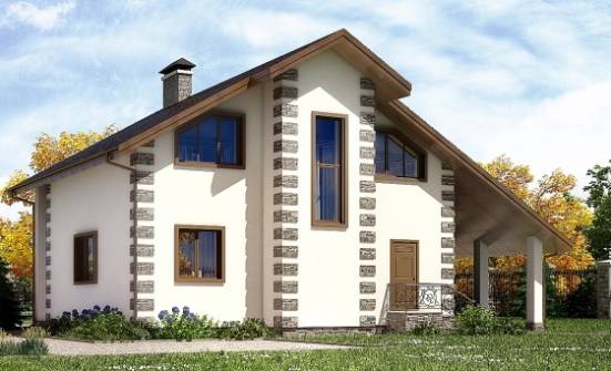 150-003-Л Проект двухэтажного дома с мансардным этажом, гараж, скромный домик из дерева Краснокаменск | Проекты домов от House Expert