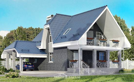 125-002-Л Проект двухэтажного дома мансардой, гараж, красивый дом из поризованных блоков Могоча | Проекты домов от House Expert