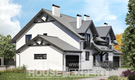 290-003-П Проект двухэтажного дома мансардой, красивый коттедж из арболита Могоча, House Expert