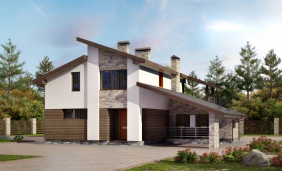 200-010-П Проект двухэтажного дома с мансардой, гараж, красивый загородный дом из арболита Могоча | Проекты домов от House Expert