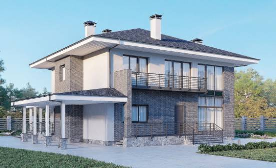 250-004-Л Проект двухэтажного дома, красивый дом из арболита Могоча | Проекты домов от House Expert
