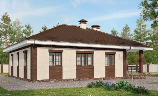 160-015-П Проект одноэтажного дома, гараж, экономичный загородный дом из бризолита Краснокаменск | Проекты домов от House Expert