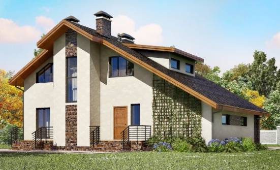 180-008-Л Проект двухэтажного дома с мансардой, гараж, уютный домик из поризованных блоков Чита | Проекты домов от House Expert