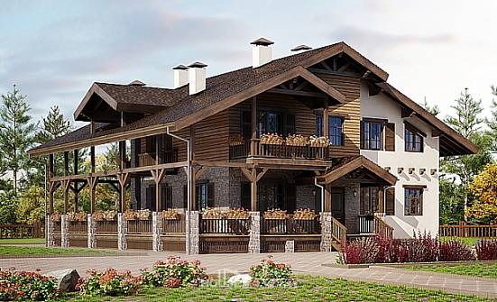 400-004-П Проект трехэтажного дома мансардой и гаражом, большой домик из кирпича Краснокаменск | Проекты домов от House Expert