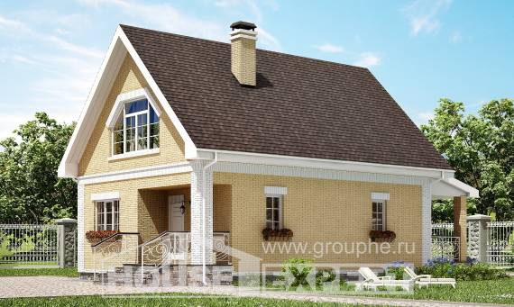 130-004-П Проект двухэтажного дома с мансардным этажом, доступный загородный дом из газобетона Могоча, House Expert
