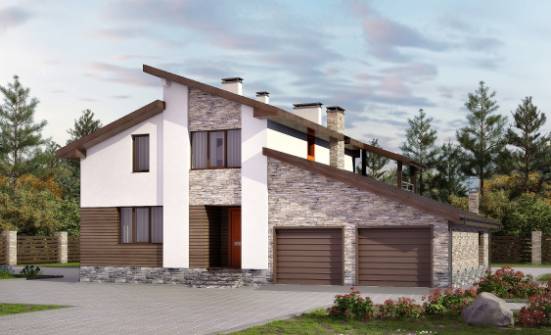 240-004-П Проект двухэтажного дома с мансардой, гараж, средний домик из твинблока, Могоча
