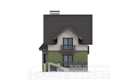 120-003-П Проект двухэтажного дома мансардный этаж, экономичный коттедж из теплоблока Чита, House Expert
