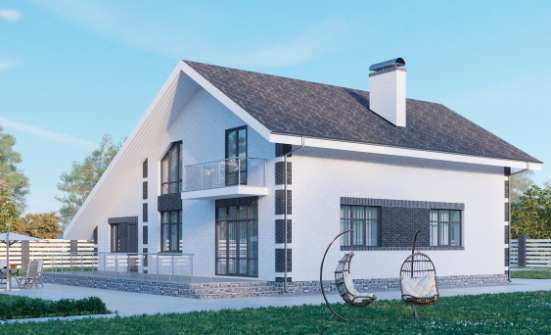 190-008-П Проект двухэтажного дома мансардой, гараж, простой дом из твинблока Чита | Проекты домов от House Expert
