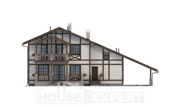 250-002-Л Проект двухэтажного дома с мансардным этажом, гараж, просторный домик из кирпича Чита, House Expert