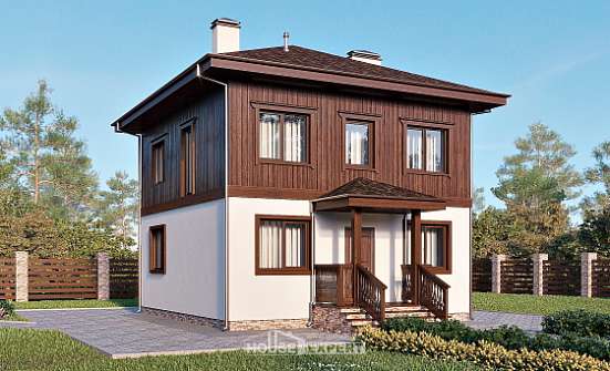 100-006-Л Проект двухэтажного дома, компактный коттедж из теплоблока Чита | Проекты домов от House Expert