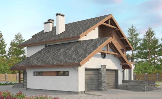 270-003-Л Проект двухэтажного дома мансардой и гаражом, классический коттедж из теплоблока Чита | Проекты домов от House Expert
