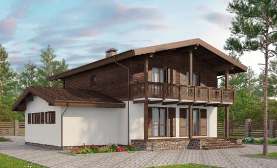 180-018-Л Проект двухэтажного дома с мансардным этажом и гаражом, доступный дом из бризолита Чита | Проекты домов от House Expert