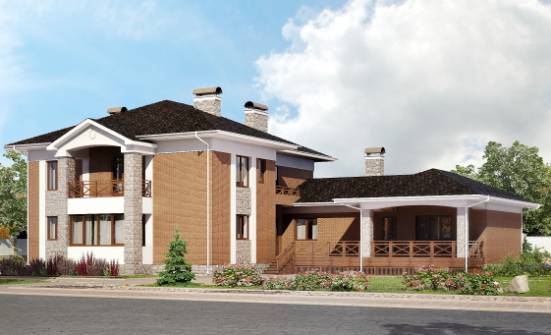 520-002-Л Проект трехэтажного дома и гаражом, классический коттедж из поризованных блоков Могоча | Проекты домов от House Expert