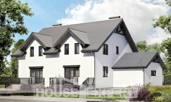 290-003-П Проект двухэтажного дома с мансардным этажом, большой домик из газосиликатных блоков Краснокаменск, House Expert