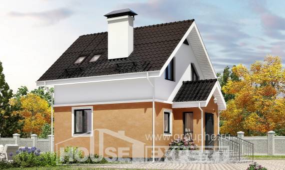 070-001-Л Проект двухэтажного дома мансардный этаж, миниатюрный дом из поризованных блоков, Краснокаменск