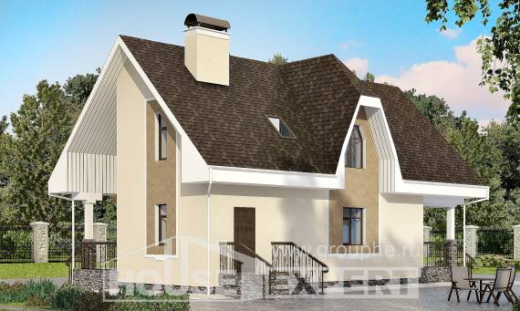 125-001-Л Проект двухэтажного дома мансардой, простой загородный дом из газосиликатных блоков Чита, House Expert