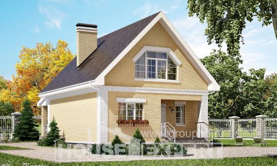 130-004-П Проект двухэтажного дома мансардой, небольшой домик из газобетона Могоча, House Expert