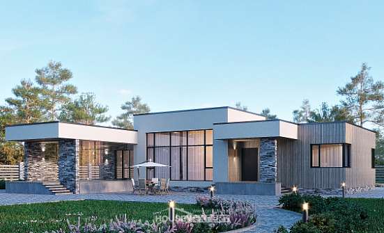 175-001-Л Проект одноэтажного дома, экономичный домик из теплоблока Могоча | Проекты домов от House Expert