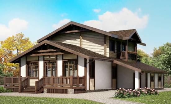 190-004-П Проект двухэтажного дома с мансардным этажом и гаражом, просторный домик из газосиликатных блоков из дерева, Чита