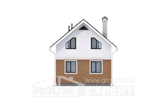 070-001-Л Проект двухэтажного дома с мансардным этажом, компактный дом из пеноблока, Могоча