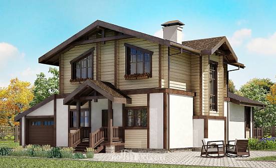 190-004-П Проект двухэтажного дома с мансардным этажом и гаражом, просторный домик из газосиликатных блоков из дерева, Чита