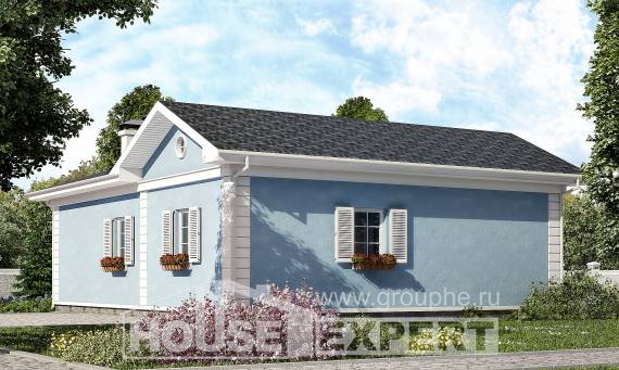 090-004-П Проект одноэтажного дома, бюджетный коттедж из пеноблока Могоча, House Expert
