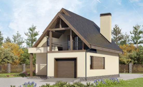 120-005-Л Проект двухэтажного дома с мансардой, гараж, простой коттедж из поризованных блоков Могоча | Проекты домов от House Expert