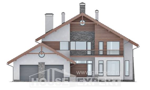 270-003-Л Проект двухэтажного дома мансардой и гаражом, огромный домик из арболита, Могоча