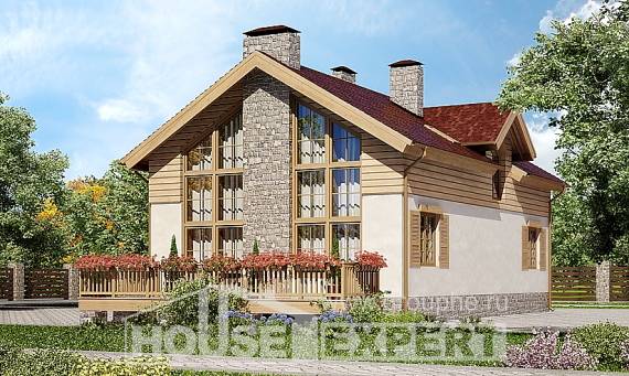 165-002-П Проект двухэтажного дома мансардный этаж, гараж, небольшой дом из твинблока Чита, House Expert